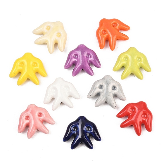 Handmade Porcelain Beads, Bright Glazed Porcelain, Bird