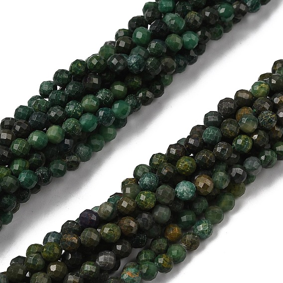 Naturelles africaines perles de jade brins, facette, ronde