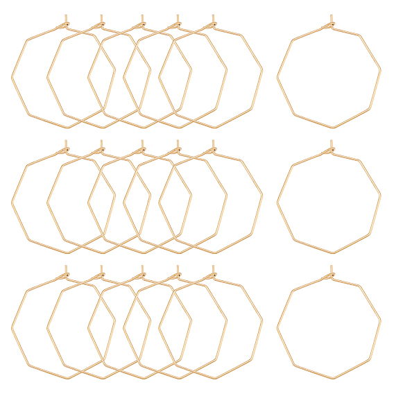 40шт. ионное покрытие (IP) 316 фурнитура для сережек-колец из нержавеющей стали, Винные стекла, восьмиугольник