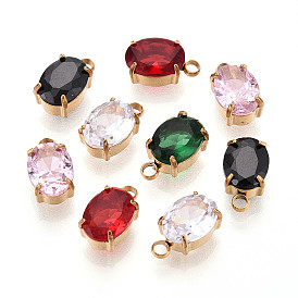 304 подвески из нержавеющей стали и кубического циркония, овальные амулеты, вакуумное покрытие pvd, реальный 18 k позолоченный