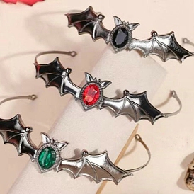 Alloy Hair Bands, Bat, with Acrylic