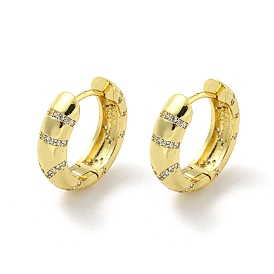 Brass Micro Pave Cubic Zirconia Hoop Earring, Real 18K Gold Plated