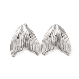Mermaid Tail 304 Stainless Steel Stud Earrings for Women