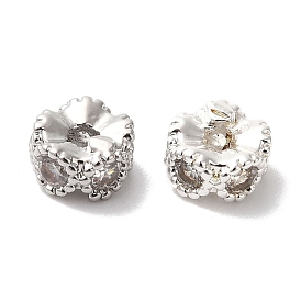 Brass Micro Pave Clear Cubic Zirconia Beads, Flower