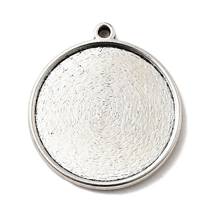 Тибетский стиль двусторонние настройки подвеска кабошон, чашки безель с краями, двухсторонний лоток, без свинца и без кадмия, 33x29x4 мм, отверстие: 2 мм, плоские круглые лоток: 26 мм