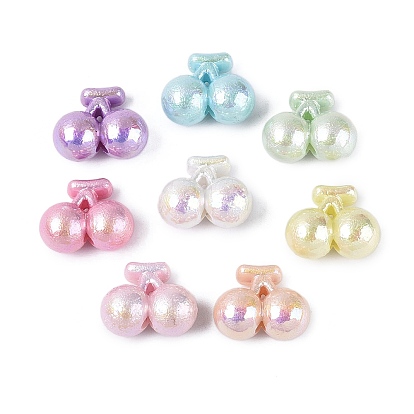 Непрозрачные акриловые бусины с УФ-покрытием, радужный, вишня, 