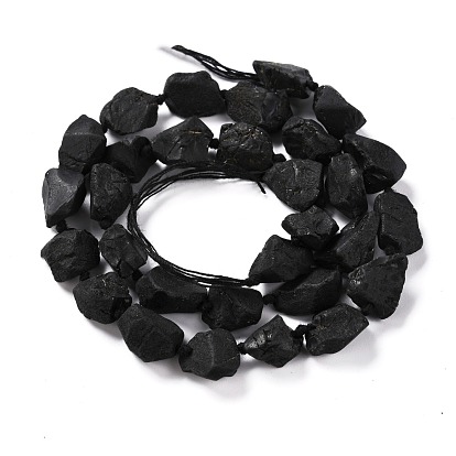 Rough Raw Natural Black Spinel Beads Strands, Nuggets