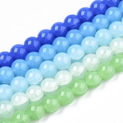 Imitation Jade Glass Beads, Crackle, Dyed & Heated, Round
