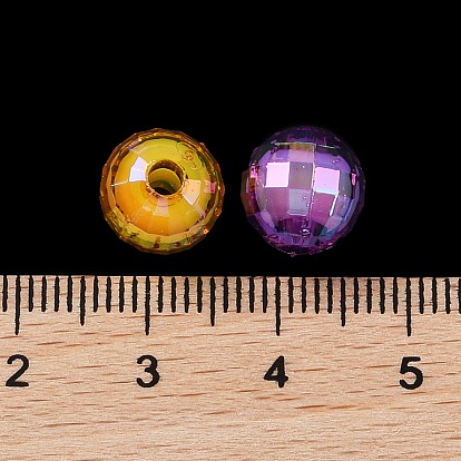 Opaque Acrylic Beads, UV Plating Iridescent, Bead in Bead, Faceted, Mixed Color