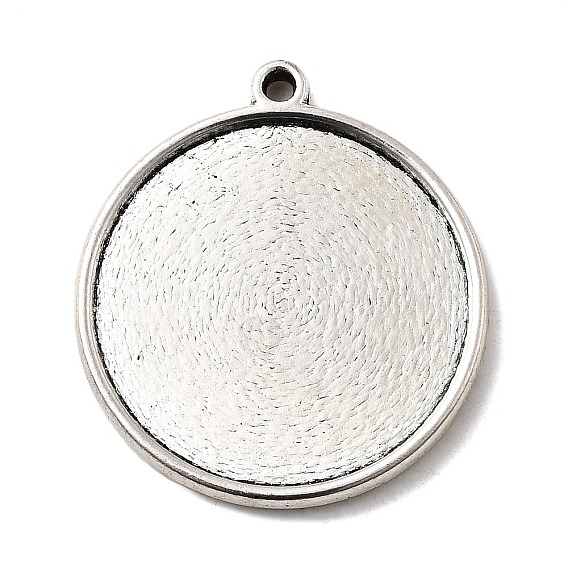 Тибетский стиль двусторонние настройки подвеска кабошон, чашки безель с краями, двухсторонний лоток, без свинца и без кадмия, 33x29x4 мм, отверстие: 2 мм, плоские круглые лоток: 26 мм