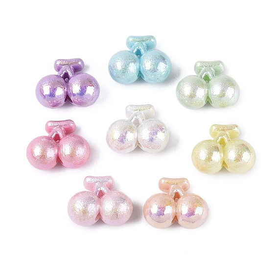 Непрозрачные акриловые бусины с УФ-покрытием, радужный, вишня, 