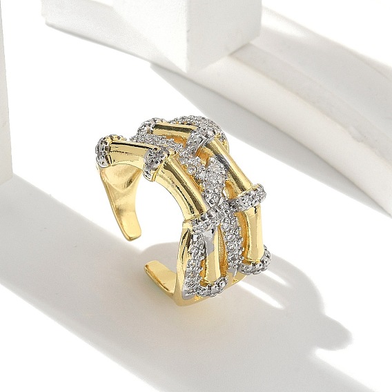 Кольца-манжеты с микропаве из латуни и прозрачными кубическими цирконами для женщин