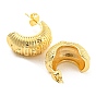 Rack Plating Brass Moon & Star Stud Earrings, Half Hoop Earrings, Long-Lasting Plated, Lead Free & Cadmium Free