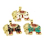 Brass Micro Pave Clear Cubic Zirconia Pendants, with Enemal, Real 18K Gold Plated, Elephant