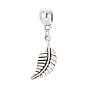 Tibetan Style Alloy European Dangle Charms, Large Hole Beads, Leaf