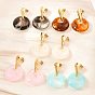 304 Плоские круглые серьги-гвоздики из нержавеющей стали и смолы, ионное покрытие (ip), золотые