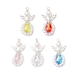 Подвески из стекла в виде ангела, с сплава и имитация жемчуга, граненая и серебряная петля