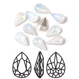 Faceted Teardrop K9 Glass Pointed Back Rhinestone Cabochons, Grade A, Back Plated, 13x8x4.5mm