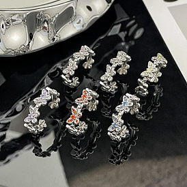 Бабочка из латуни со стразами регулируемые манжеты для женщин, платина