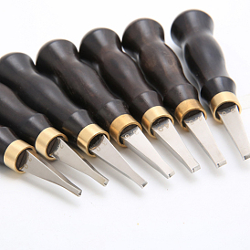 Chanfreins en cuir, avec tête à fente en acier et manche en bois, outils de sertissage du cuir