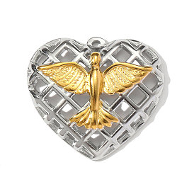 304 подвески из нержавеющей стали, сердце с талисманами феникса, ионное покрытие (ip)