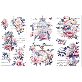 3 Sheets 3 Styles PVC Waterproof Decorative Stickers, Self Adhesive Decals for Furniture Decoration
