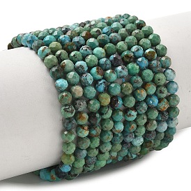 Natural HuBei Turquoise Beads Strands, Faceted, Round