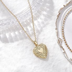 Латунный цветок сердце медальон кулон кабель цепь ожерелья для женщин