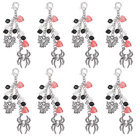 8 шт. Хэллоуин паук и паутина акриловые и сплав подвеска украшение, Сплав с застежками когтя омара