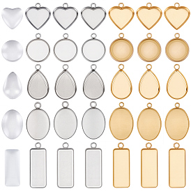 Наборы для изготовления кулонов своими руками, включая устойчивые к потускнению 304 оправы для подвесок из нержавеющей стали и стеклянные кабошоны