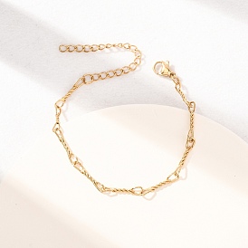 304 Stainless Steel Twisted Bowknot Link Chain Bracelets for Women, Ion Plating(IP), Long-Lasting Plated