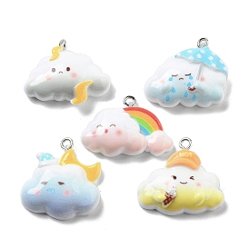 Weather Theme Opaque Resin Pendants, Cloud Charms