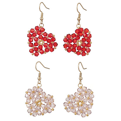 Сердце из стекла серьги болтаться, с крюком из нержавеющей стали 304, золотые