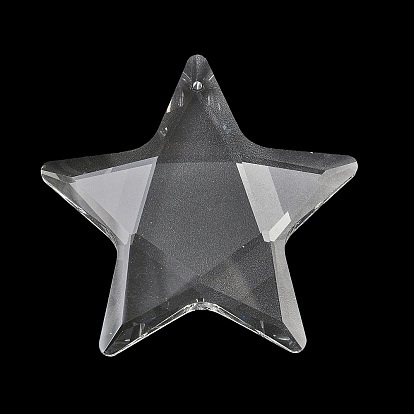 Lustre en verre à grands pendentifs prismatiques, breloques étoile à facettes