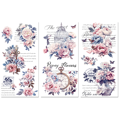 3 Sheets 3 Styles PVC Waterproof Decorative Stickers, Self Adhesive Decals for Furniture Decoration