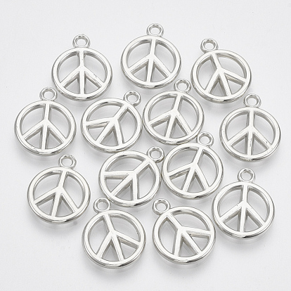 Plating ABS Plastic Pendants, Peace Sign, Ring