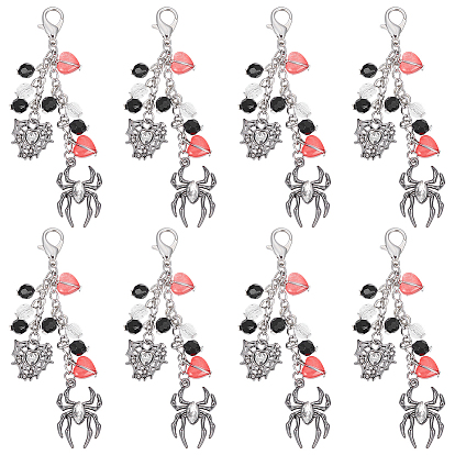 8 шт. Хэллоуин паук и паутина акриловые и сплав подвеска украшение, Сплав с застежками когтя омара