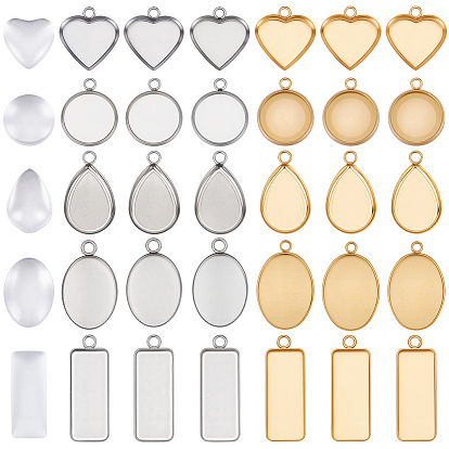 Наборы для изготовления кулонов своими руками, включая устойчивые к потускнению 304 оправы для подвесок из нержавеющей стали и стеклянные кабошоны