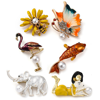 Эмалевые булавки, броши из сплава для одежды рюкзака, с пластиковой жемчужины