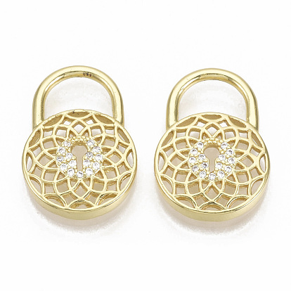 Латунные микро проложить кубического циркония подвески, без никеля , плоский круглый замок, прозрачные