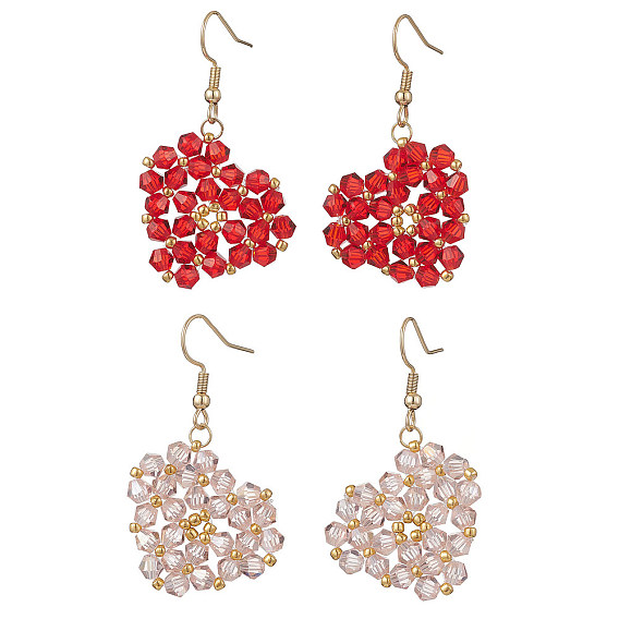 Сердце из стекла серьги болтаться, с крюком из нержавеющей стали 304, золотые