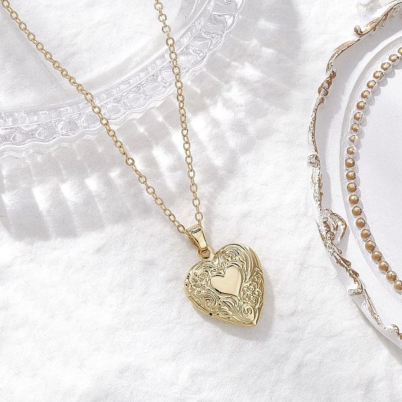 Латунный цветок сердце медальон кулон кабель цепь ожерелья для женщин
