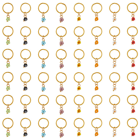 24шт 8 цвета ручной работы миллефиори стеклянные и железные плетение подвески для волос декоративные зажимы, для укладки волос, цветок