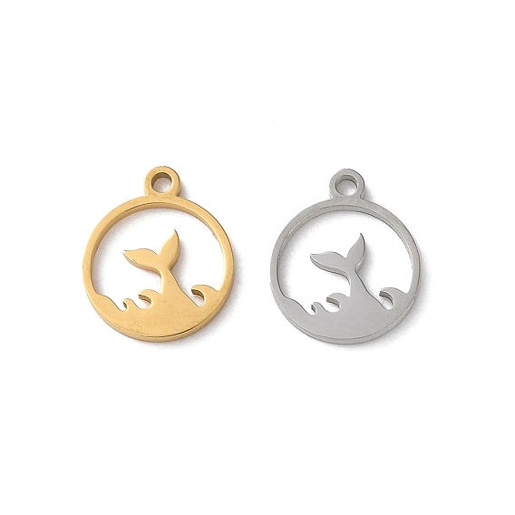 304 подвески из нержавеющей стали, круглое кольцо с подвесками в виде рыбьего хвоста