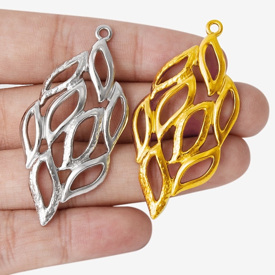 304 из нержавеющей стали большие кулоны, амулет из полых листьев