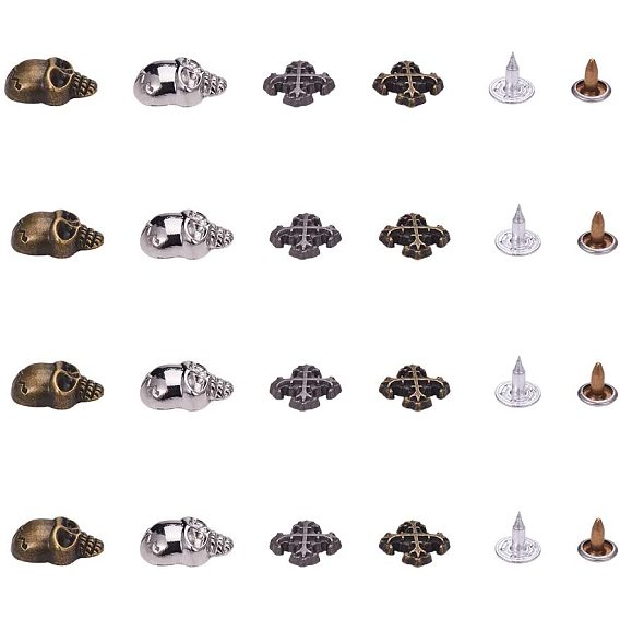 Alloy Studs Rivets, Aluminum Screw Back, For DIY Leather Craft, Skull