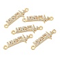 SHEGRACE Brass Micro Pave Clear Cubic Zirconia Connector Charms, Love & Heartbeat Links, Lead Free & Cadmium Free, Rack Plating, Long-Lasting Plated