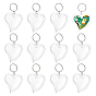 12 Sets Transparent Acrylic Blank Photo Picture Frame Keychain, with Iron Split Key Rings, Heart, Platinum