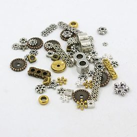 Tibetan Style Alloy Spacer Beads, Mixed Shapes, 5~23x4~12x2~7mm, Hole: 1.5~5.5mm