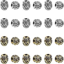 40Pcs 2 Colors Tibetan Style Alloy Beads, Oval